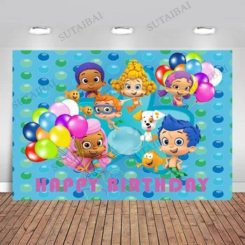 Bubble Guppies Sub Marea Petrecere De Aniversare Fericită Baloane Personalizate Studio Foto De Fundal Fundal De Vinil Banner De Fundal Fotografie