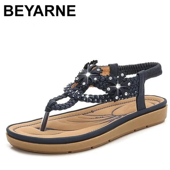 BEYARNES Boemia stil femeie pantofi șir de mărgele pantofi platforma femeie de vara femei sandale petrecere de moda Sandale Plate