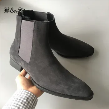 Black& Street SLIM Subliniat Toe din piele Chelsea Boot plus dimensiune 35-47 pană Imagine reală confortabile Cizme de calitate