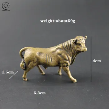 Alamă Solidă De Cupru Vaca Ornament De Cupru Antic Manual De Animale Statuie În Miniatură Figurina Birou Acasă Decorare