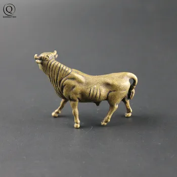 Alamă Solidă De Cupru Vaca Ornament De Cupru Antic Manual De Animale Statuie În Miniatură Figurina Birou Acasă Decorare