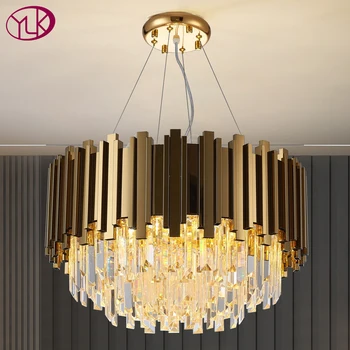 Modern candelabru de cristal pentru living aur din oțel inoxidabil cristal lampa de dormitor, sufragerie decor agățat de corpuri de iluminat