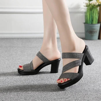 GKTINOO Femei Papuci Sandale de Vară 2021 7cm Tocuri inalte Femei Pantofi pentru Femeie Papuci de Vara, Sandale, Pantofi Casual