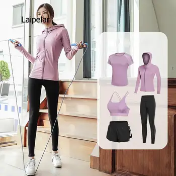 2021 Nou Haine de Fitness Slim fără Sudură Hip Ridicare Pantaloni Cinci Piese Set pentru Uzura de Sport Femei