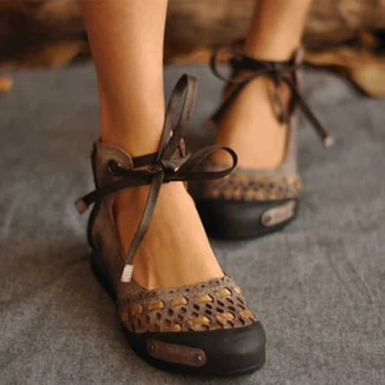 De Dimensiuni mari Flat Sandal Femei pantofi de Vara din Dantela Sus Turma Sandale Greutate de Lumină Pantofi Casual Office Nunta Pantofi Respirabil