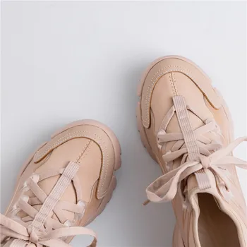 Asumer 2020 noua moda casual pantofi pentru femei pantofi plat rotund toe dantela-up primavara-vara confortabil simplu adidas femei roz