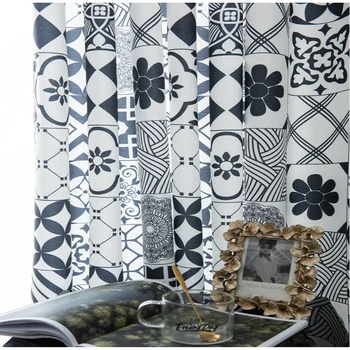 Marocan negru și alb etnice mozaic perdele dormitor exotic geometrie semi-umbrire, perdele pentru living, perdele MY527-5