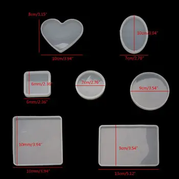 18Pcs Manual Coaster Rasina de Silicon Mucegai Rotund Pătrat, Dreptunghi, Inima, Ovale Jos DIY Matrite Kit de Luare de Bijuterii Instrumente