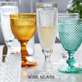 Paharul de vin Nunta Pahar de Șampanie Petrecere Suc de Cupă Creative Europene de Relief Diamant Plumb Îngroșat de Sticlă Gravate Modele
