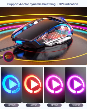 Pro Gaming Mouse 3200DPI Reglabil Silent Mouse Optic USB cu LED-uri cu Fir Mouse de Calculator Notebook Jocul mouse-uri pentru Gamer Biroul de Acasă