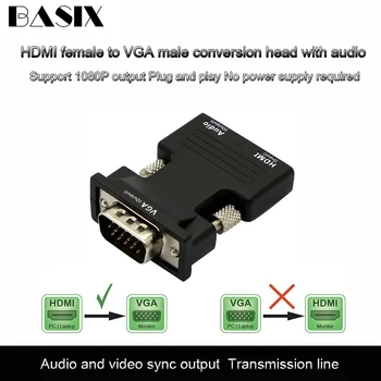 Basix HDMI La Adaptor VGA cu Adaptor Audio Suport 1080P Semnal de Ieșire pentru Multimedia, Laptop PC, TV Box Proiector Hdmi La Vga