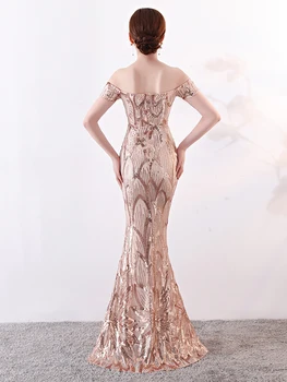 2020 XUCTHHC Nou Off-the-umăr Sirena Elegant Bal Sequin Formale rochie de Petrecere vestido de festa Sexy halat De Soriee rochie Lungă