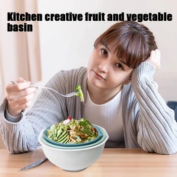3 BUC Boluri de Amestecare Multi-scop de Plastic Bol Bol Salata Bucătărie Creativă de Legume Fructe care pot fi Stivuite Set Boluri