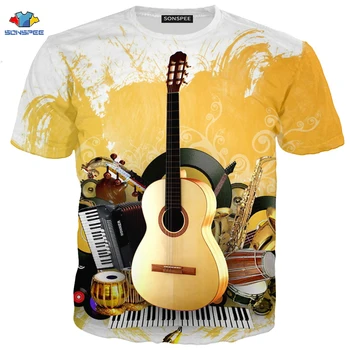 SONSPEE Anime Vara Cantareata de Muzica Tricou Instrument Muzical Parte Tobe Chitara Camasa de Inspiratie Electric Ton de Copil T-shirt