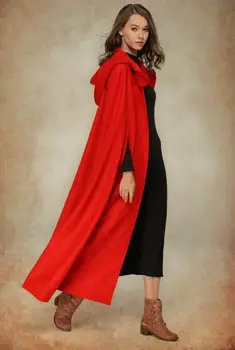E de mirare Femei cu Glugă Haina cu Gluga Pelerina cu Gluga Pelerina cosplay Mantie 3 culori costume medievale costum adult rochie de până în 2019