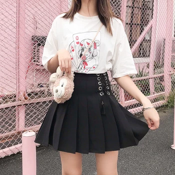 Moda Japoneză Toate Se Potrivesc Pantaloni Scurți Femei Fusta Talie Mare Preppy Student Drăguț Fuste Mini Coreean Bandaj Kaki Cutat Saias