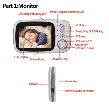 NOI VB603 3.2 inch LCD Monitor Copil Bona de Monitorizare a Temperaturii cântec de Leagăn 2 Way Audio cu IR Noapte Viziune de Securitate la Temperatura Camerei