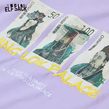 ELFSACK Armata Verde Scrisoare Broderie Vintage Casual Femei T-Shirt de Vară 2020 ELF Maneca Scurta Doamnelor coreean de zi cu Zi Grafic Topuri