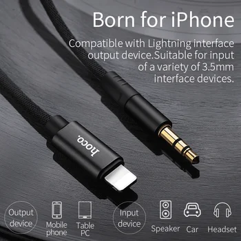 HOCO AUX Cablu Audio pentru Fulger la 3,5 mm tată-tată de 3,5 mm HIFI Jack Cablu de Boxe Auto de Căști iPhone Xs Max X 7 8