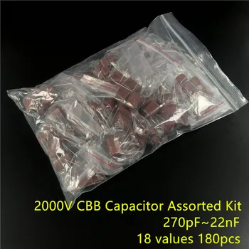 2000V 270pf~22nf CBB de metal condensatori de film Sortiment Kit 18 valori 180pcs