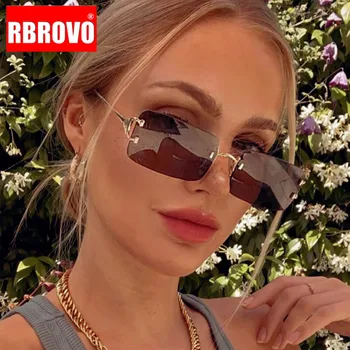 RBROVO 2021 Dreptunghi ochelari de Soare Retro Femei fără ramă de Ochelari Pătrați Doamnelor Punk Ochelari de vedere Femei/Bărbați Aliaj Ochelari Femei UV400