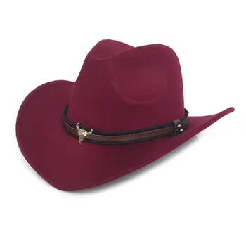 Metal cap de vacă de vest palarie de cowboy de toamnă și de iarnă lână jazz pălărie pălărie de fetru bărbați și femei top hat Îmbrăcăminte Decor Accesoriu Cadou