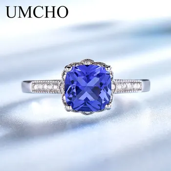 UMCHO Romantic Creat Tanzanite Blue Inele Declarație de 925 De Bijuterii de Argint Pentru Femei Logodna Petrecere de Nunta, Cadouri de Bijuterii Fine