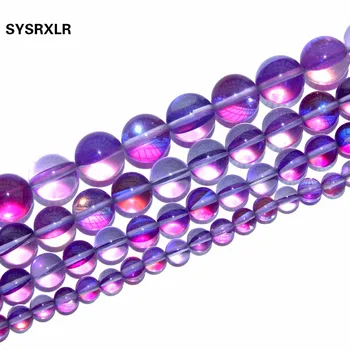 Naturale Violet, Aqua Aura de Cuarț Cristalul de Cuarț 6 8 10 12 MM Rotund Margele Vrac Diy Brățară Colier Earing Ambarcațiunile de Bijuterii