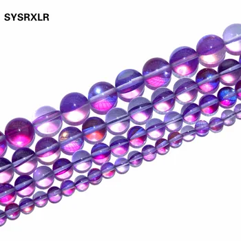 Naturale Violet, Aqua Aura de Cuarț Cristalul de Cuarț 6 8 10 12 MM Rotund Margele Vrac Diy Brățară Colier Earing Ambarcațiunile de Bijuterii