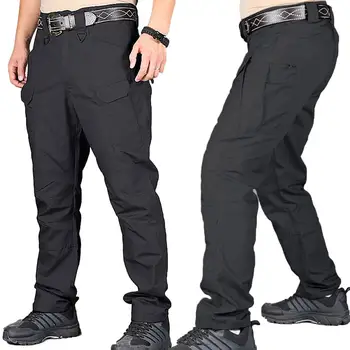 Bărbați De Culoare Solidă Iute Uscat Multi-Buzunare În Aer Liber Tactice Pantaloni Cargo Pantaloni