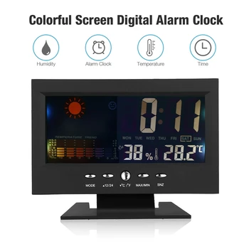 Noul Led Digital Ceas Cu Alarmă Snooze Calendar Termometru Vreme Display Color
