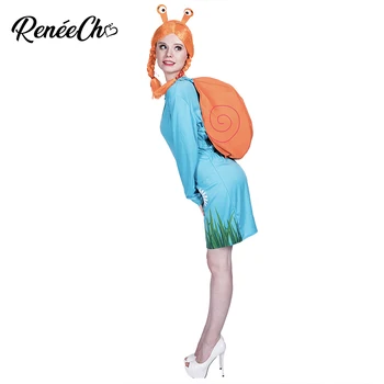 Reneecho Costum de Halloween Pentru Adulti Femei Costum de Melc Rochie Peruca rucsac Set Doamna Animale Anime Cosplay Costum de Carnaval Pentru