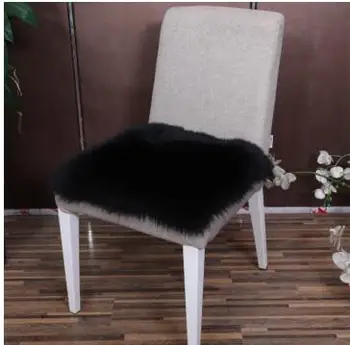 Culoare solidă real lână scaun mat pufos de blană lungă pernei scaunului saltea tatami scaun de birou mat iarna de uz casnic