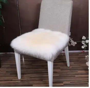 Culoare solidă real lână scaun mat pufos de blană lungă pernei scaunului saltea tatami scaun de birou mat iarna de uz casnic