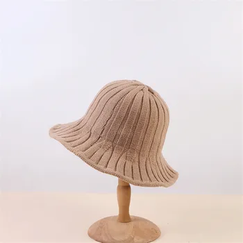 2019 Toamna Și Iarna culoare Solidă dungi tricotate Pălărie Găleată Pălărie Pescar călătorie în aer liber pălărie de Soare Capac de Pălării pentru Femei 114