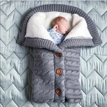 Copil Nou-Născut Iarna Cald Saci De Dormit Pentru Sugari Butonul Tricot Cărucior Wrap Copilul Pătură Saci De Dormit