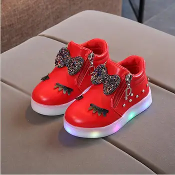 Primăvară Copii Pantofi Fete, Copii de Moda Luminoase Pantofi Cu Flash de Lumină Chaussure Led-uri Baieti Sport Respirabil Adidași