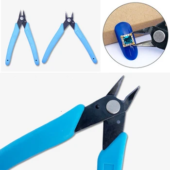 1 Buc Albastru Diagonală Partea Culoare Tăiere Foarfece Nipper Reparații Clește Pentru Tăierea Cablurilor Metalice Lanțuri De Nail Art Strasuri Instrumente