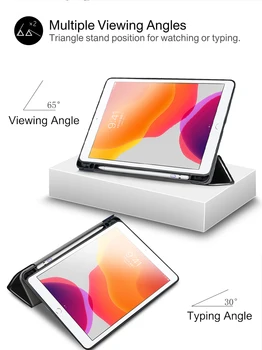 De caz pentru iPad 10.2 2019 Caz pentru Apple iPad a 7-a Generație Moale TPU-husa pentru Tableta cu suport creion funda capa shell +folie