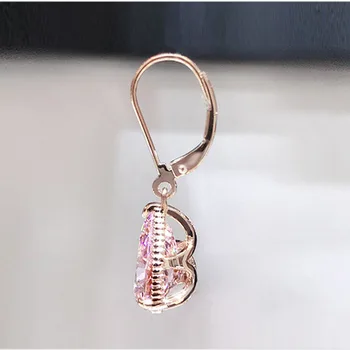 14K Aur a Crescut Diamond Cercel pentru Femei Pink Topaz Piatră prețioasă oorbellen Bizuteria Aur de 14K cu Granat Drop Cercel bijoux Orecchini