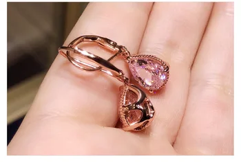 14K Aur a Crescut Diamond Cercel pentru Femei Pink Topaz Piatră prețioasă oorbellen Bizuteria Aur de 14K cu Granat Drop Cercel bijoux Orecchini