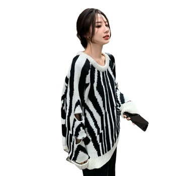 DECESUL 2021 noua moda de iarnă haine pentru femei rotund gat mâneci lantern mâneci lungi imprimate tricoteaza la pulover pulover WP08900XL