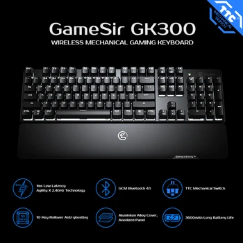 GameSir GK300 2.4 GHz Wireless Tastatură Mecanică de Gaming, Tastatura Bluetooth, Aliaj de Aluminiu, cu Încheietura Restul, pentru Telefon / PC