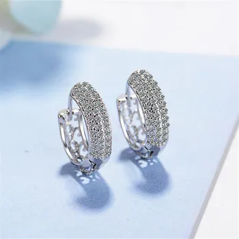 LULU -PORC 925 sterlingStylish Cercei de Argint Cu Japoneză Și coreeană Minunat Rând Dublu de Cristal earringsEH284