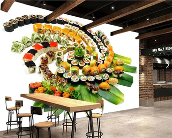 Papel de parede Fructe de mare, Sushi fundal Alb Alimentare tapet 3d pictura murala pentru camera de zi bucatarie gazete de perete decor acasă restaurant