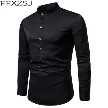 FFXZSJ Brand de Înaltă calitate nouă bărbați tricoul lui Henry guler de dimensiuni mari, de agrement și de lungă cu mâneci lungi tricou camisa masculina