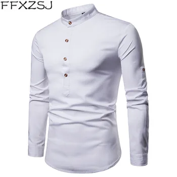 FFXZSJ Brand de Înaltă calitate nouă bărbați tricoul lui Henry guler de dimensiuni mari, de agrement și de lungă cu mâneci lungi tricou camisa masculina