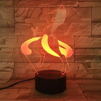 Takara Tomy Pokemon Lumina de Noapte 3D LED Lampă Mewtwo Eevee Charizard Greninja figurina Jucarie pentru Copii Ziua de nastere Cadou de Crăciun