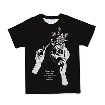 Nouă Bărbați Craniu Arici T-Shirt Stil Gotic Negru Culoare Principala Anime Super Harajuku 110-XXS-6XL