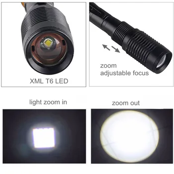 TOPCOM 5-Modul Tactic Lanterna Police de Mare Putere 10W Zoom Alb de Lumină Torță XML-T6 LED Lanterna Pentru Vanatoare, Ciclism, Camping